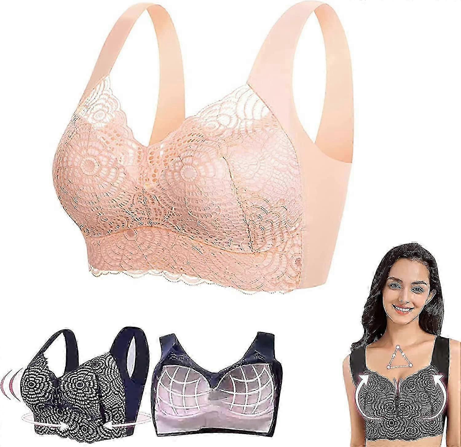 Lenfity Detoksifikasyon Ve Şekillendirme ve Güçlü Kaldırma Sütyeni, Seksi Dantel Konfor Telsiz Sütyen Artı Beden