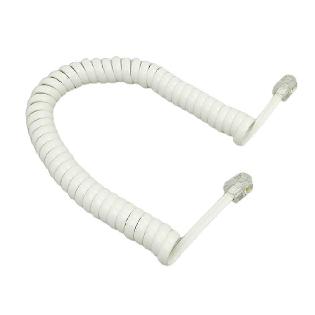 4-Core Modular Coiled Telephone Handset Cord for Telephone/Handset Black/ Red /White Curly Cord 1.85m/ 6Ft White