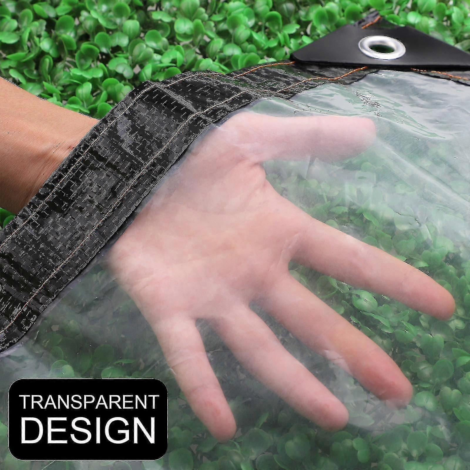 Bâche transparente imperméable à l’eau avec oeillets Housse de bâche de patio en vinyle en PVC résistante-yuyu
