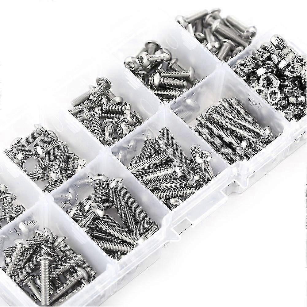 M3 Stainless Steel SS304 Button Head Hex Socket Screw Bolt Nut Assortment Kit - 340pcs