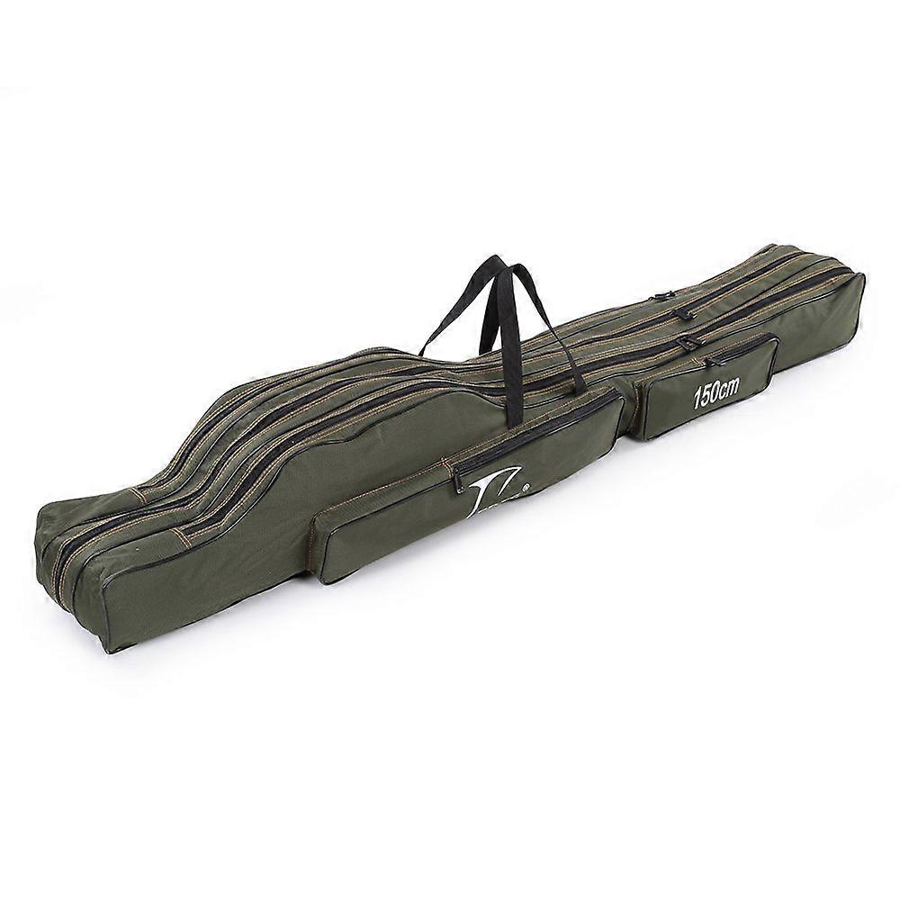 Folding Fishing Rod Case - Durable Canvas Fishing Pole Storage Bag for Tackle Gear - Lightweight and Portable Design