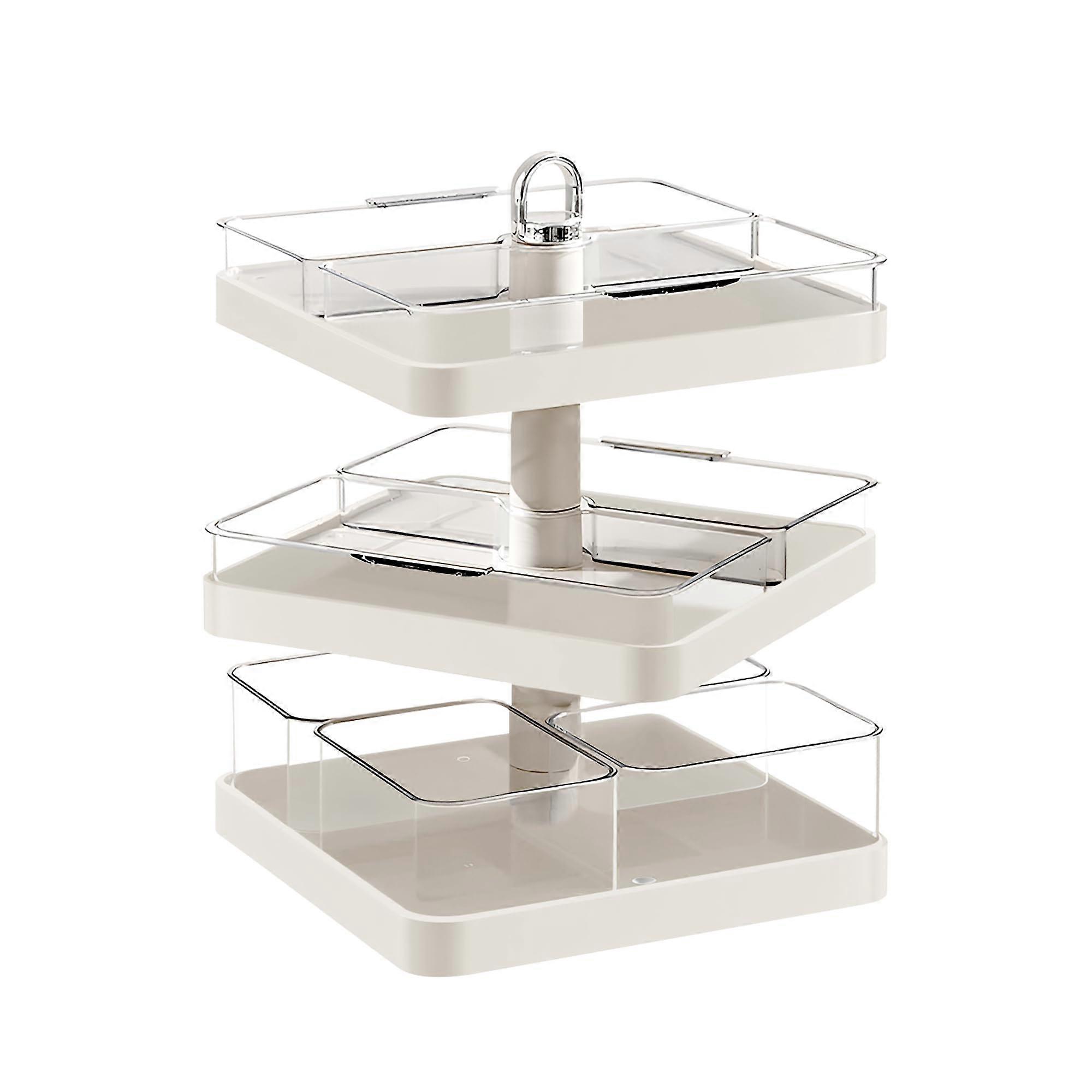 Rotating 3 Tier Serving Tray with Handles, 8 Removable Compartments, Ideal for Nuts, Cupcakes, Fruits, and Cookies