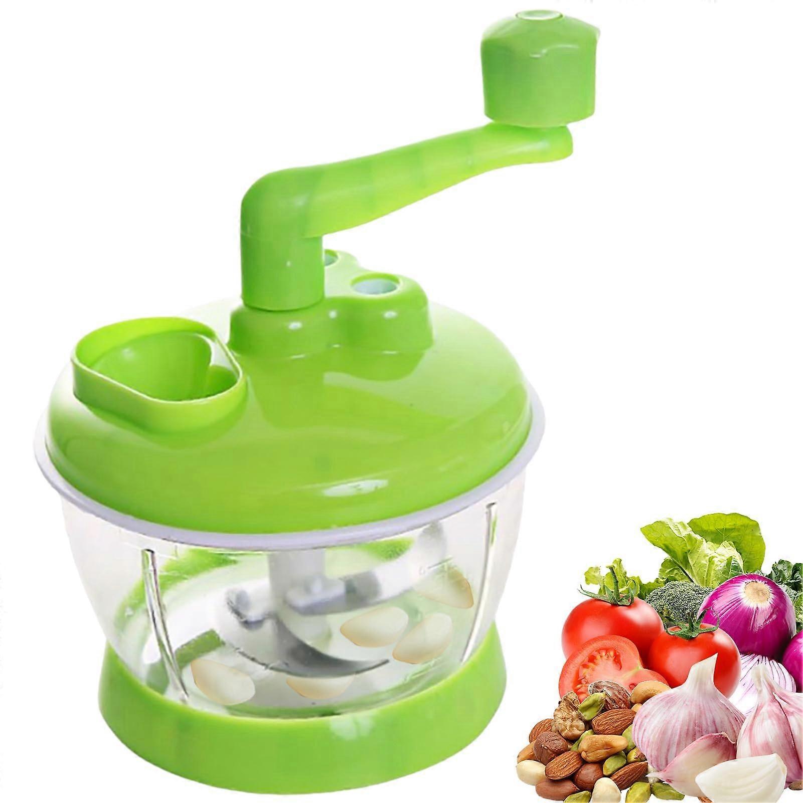 Manual Food Processor Hand Crank, Compact Vegetable Chopper with Container, Quiet Small Blender for Kitchen Use
