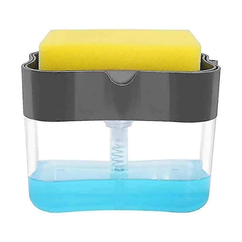 Soap Dispenser, Soap Pump Sponge Caddy, 2-in-1 Manual Press Liquid Soap Dispenser Sponge Holder, Soap Dispenser For Kitchen