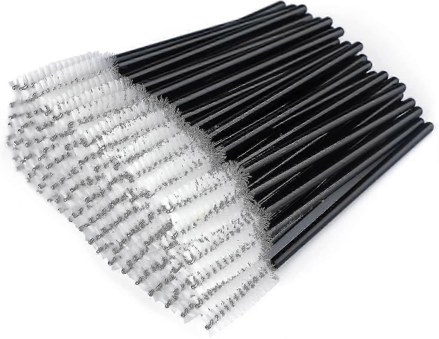 100 Pcs Disposable Eyelash Brushes Makeup Tool (black And White)
