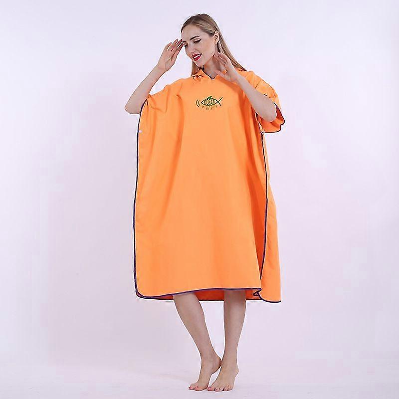 Hooded Poncho Unisex Beach Changing Robeorange
