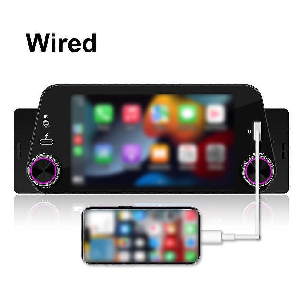 Car Stereo Receiver 4*60W Single Din Colorful Lights MP5 Player 5'' 720P Touchscreen BT 5.0 FM Transmitter Compatible with Appleplay Android Auto