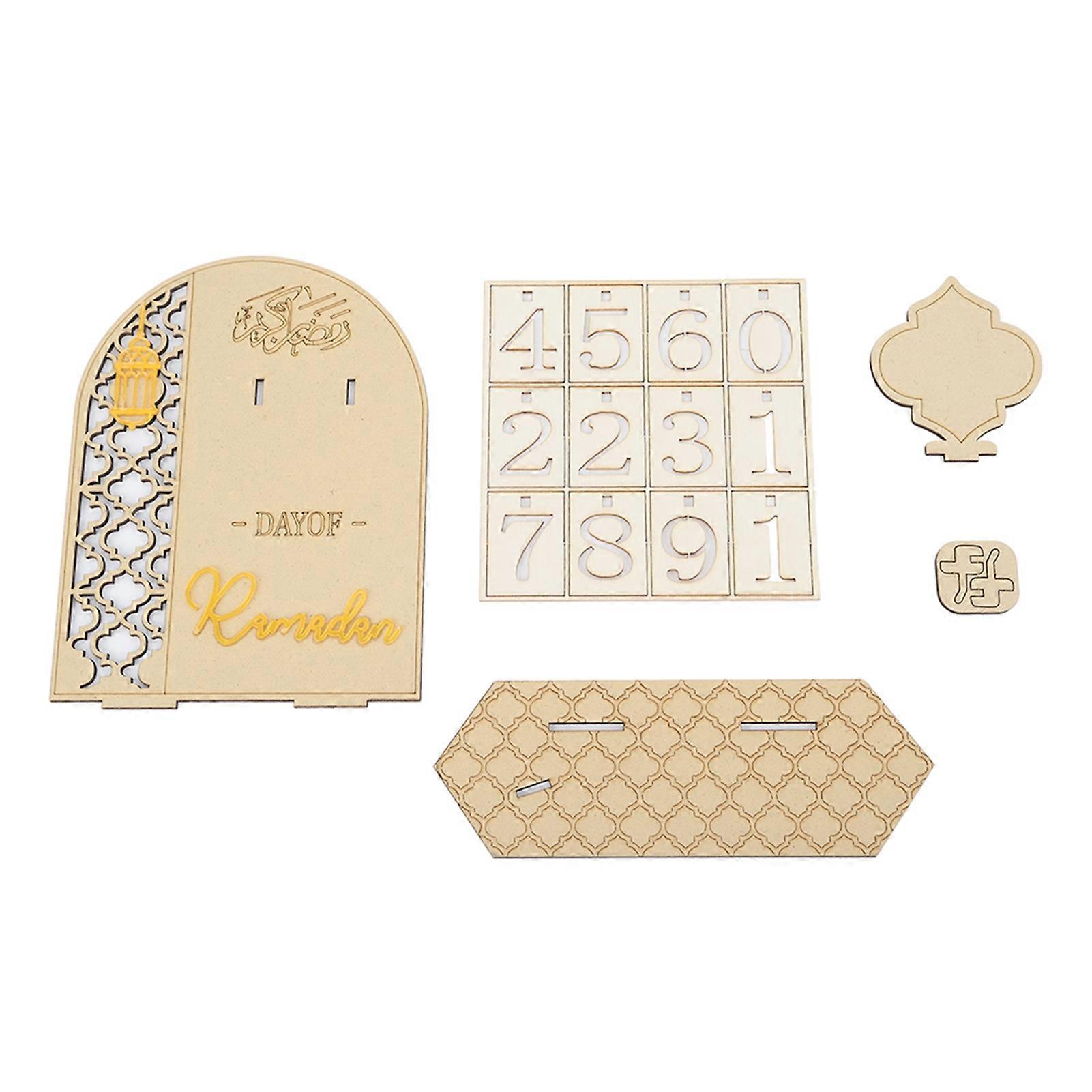 ラマダンカウントダウンカレンダー木製装飾飾りDIYイードカレンダーホームパーティーホリデータイプB