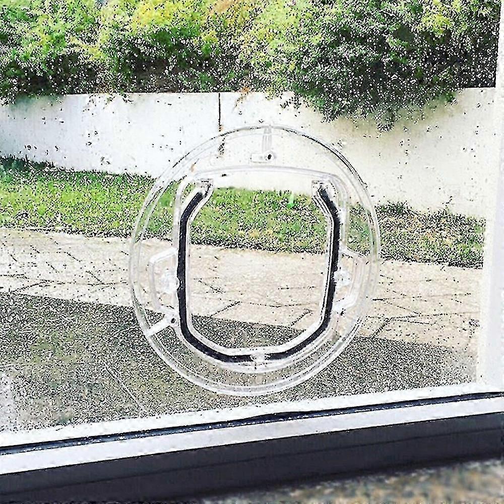Clear Glass Pet Door 30cm * 30cm * 4cm Selective Entry, Easy To Install, Manual Lock, Energy Efficient