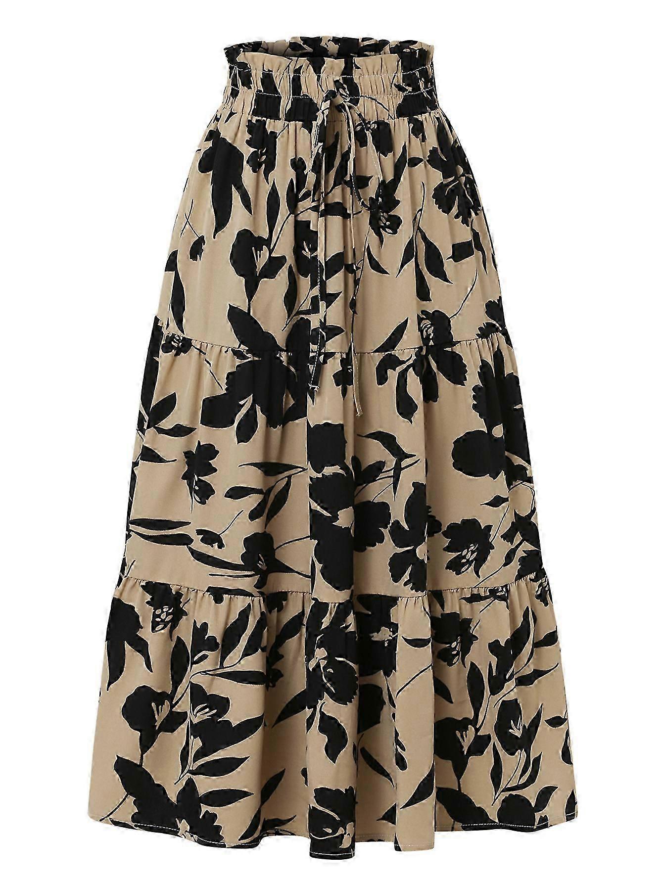 Women's Bohemian Floral Tiered Maxi Skirt