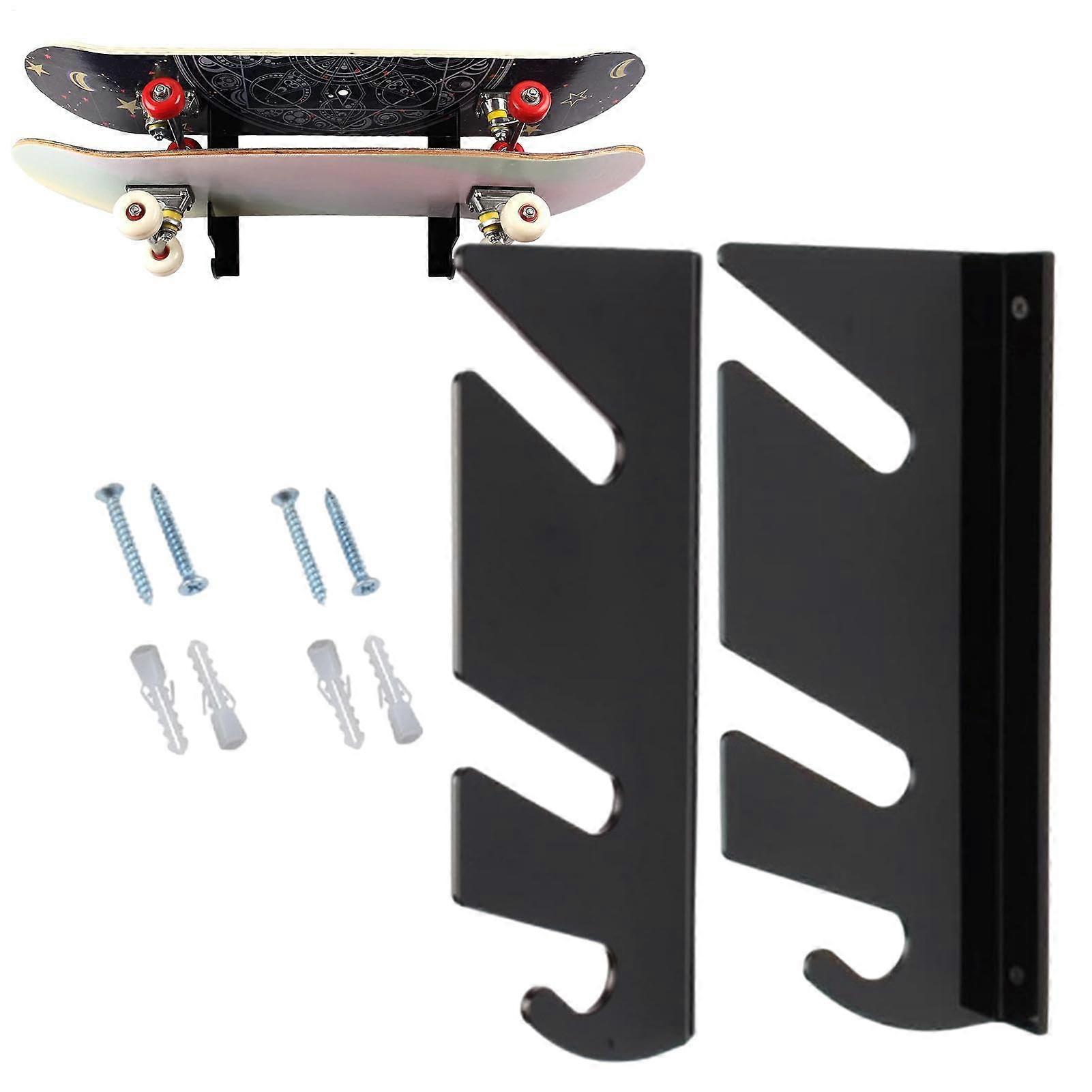 Skateboard Holder Wall Mount, Acrylic Display Rack with Hanger Hook for 2 Skateboards