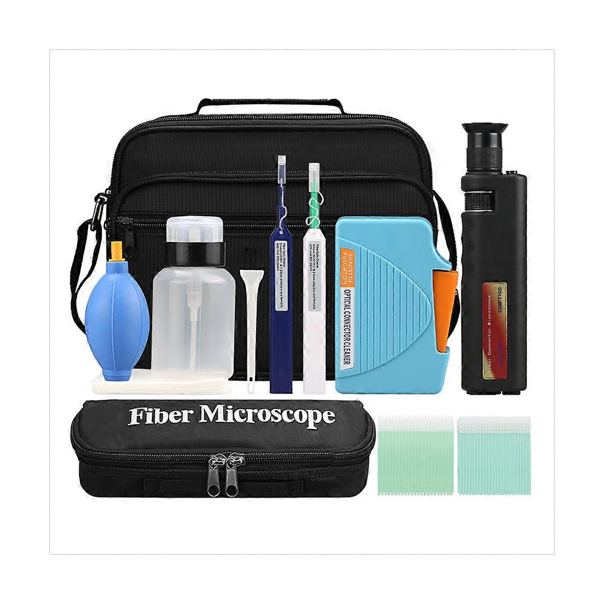 12PC Fiber Optic Cleaning Kit with Cleaning Cassette Magnifying Glass