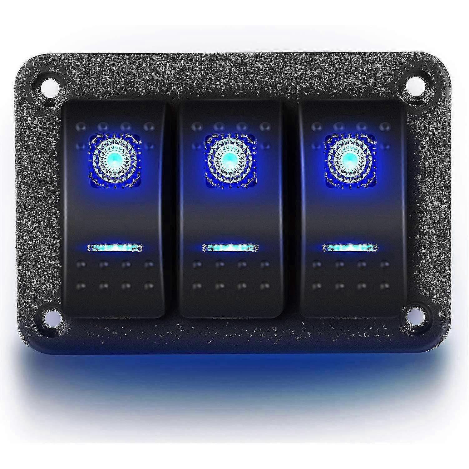 3 gang switch panel toggle, 12v/24v switch toggle panel with double led electric board boat car te p