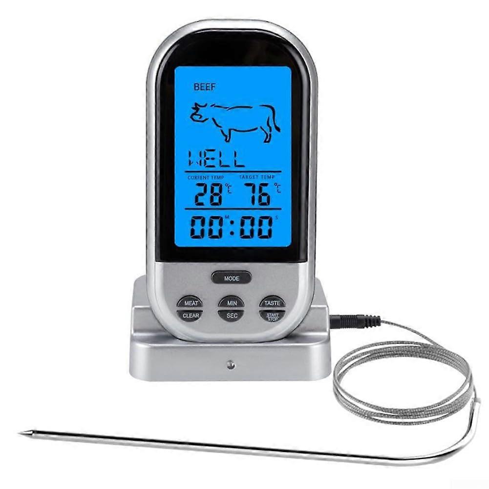 Wireless BBQ Thermometer Digital Meat Thermometer with 100cm Remote Probe for Grilling and Oven Cooking Kit