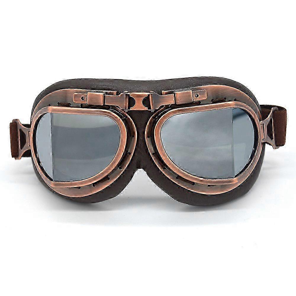Pilot Style Motorcycle and Scooter Goggles, Perfect for Racing and Travel with Half Helmets, Silver Finish