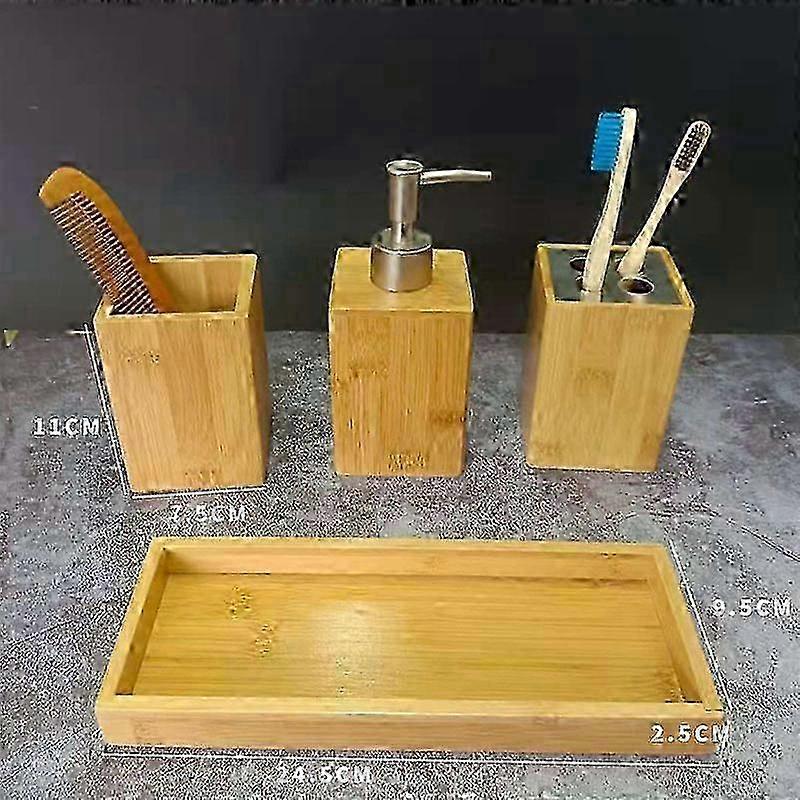 Bamboo Bathroom Set - 4-Piece Eco-Friendly Kit