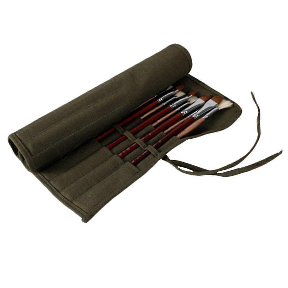 Portable Brush Container, Functional Canvas Holder with 22 Slots for Art Pens and Brushes