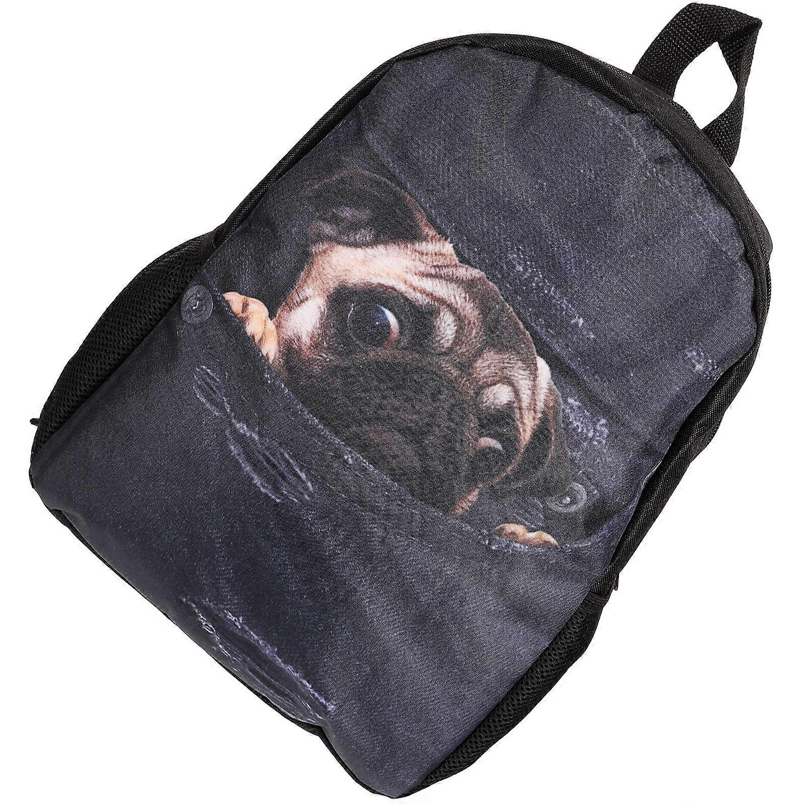 Pet Backpack Bag Students Daily Use Zipper Closure Polyester Material Dog Print Sling Bag 39x28cm 1Set