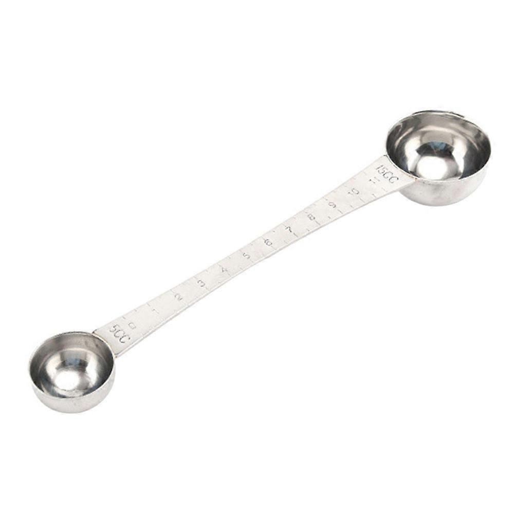 Stainless Spoon Double-Headed Scoop with Scale Silver 20x4cm Beverage Preparation 1Pack