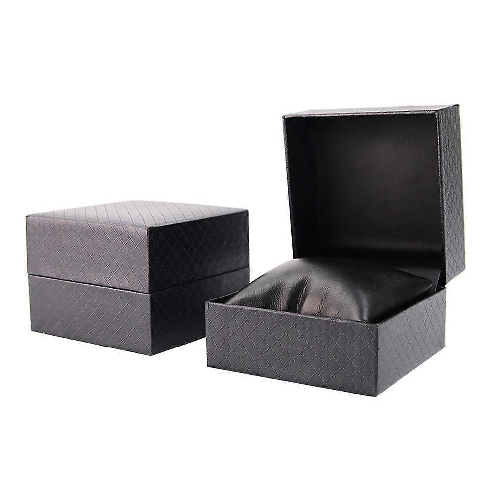 Watch Display Case Creative Storage Box for 2Pcs Black PU Material