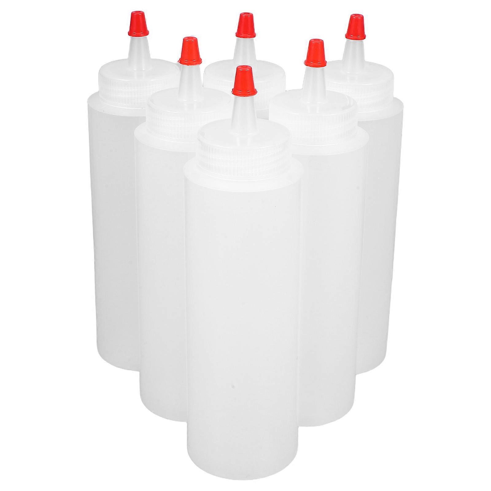 6pcs Squeeze Bottles for Ketchup, Mustard & Salad Dressing – Condiment Dispenser with Cap for Cooking & Baking – Easy to Clean & Maintain
