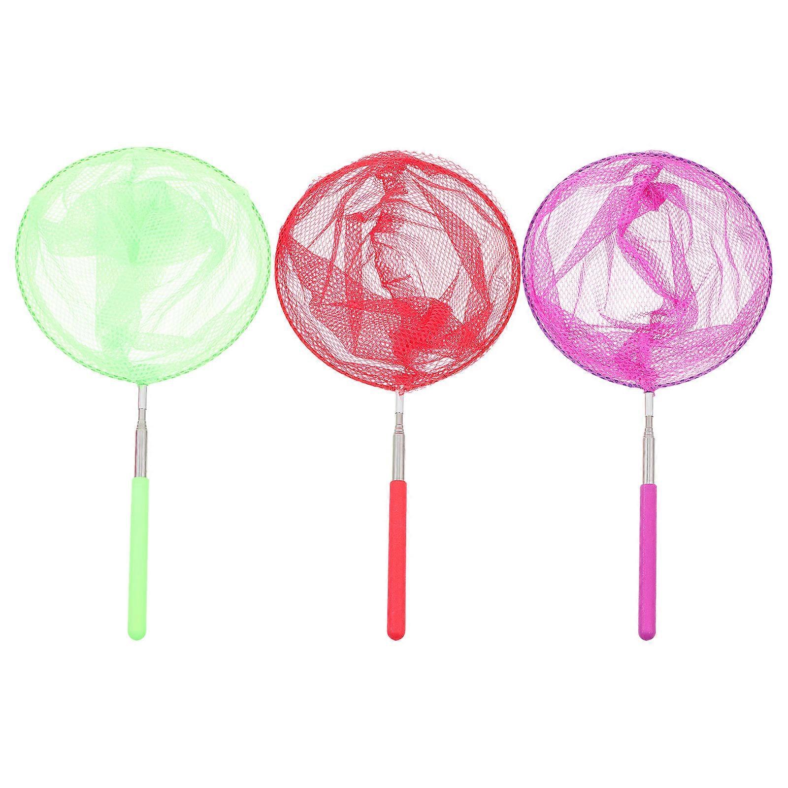 3pcs Telescopic Nets for Outdoor Summer – Extendable Stainless Steel Insect & Fish Catching Nets with Non Slip Handle for Educational Bug Collecting