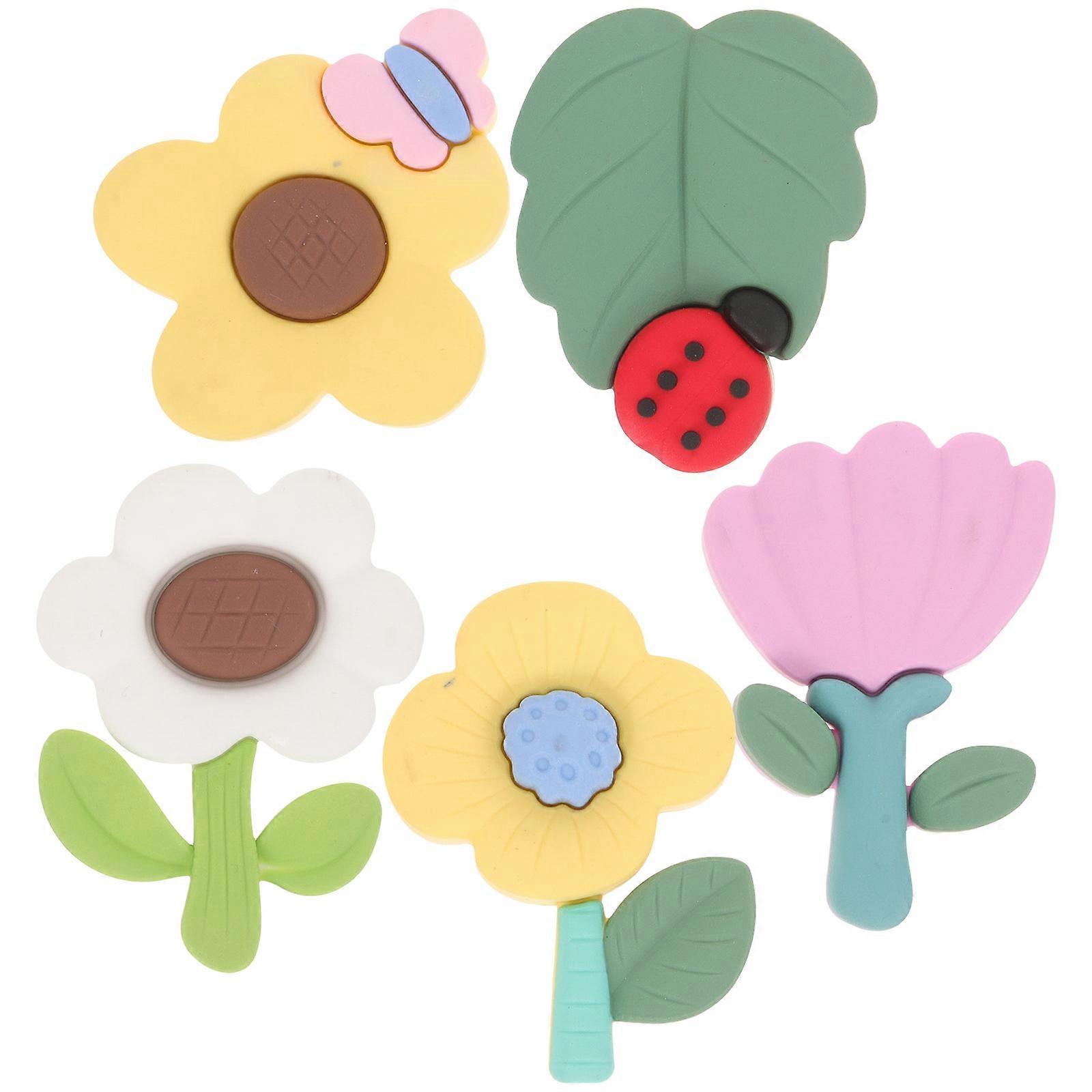 Rubber Flower Fridge Magnet Whiteboard Magnet Locker Decor 5Pcs Set