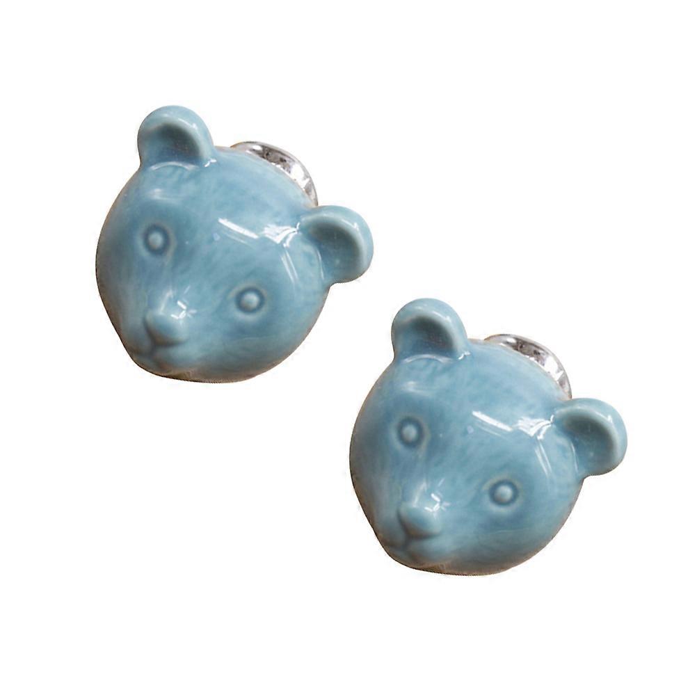 Decorative Drawer Knob Animal Shaped Design for Wardrobe Cabinet in Sky-Blue 2Pcs