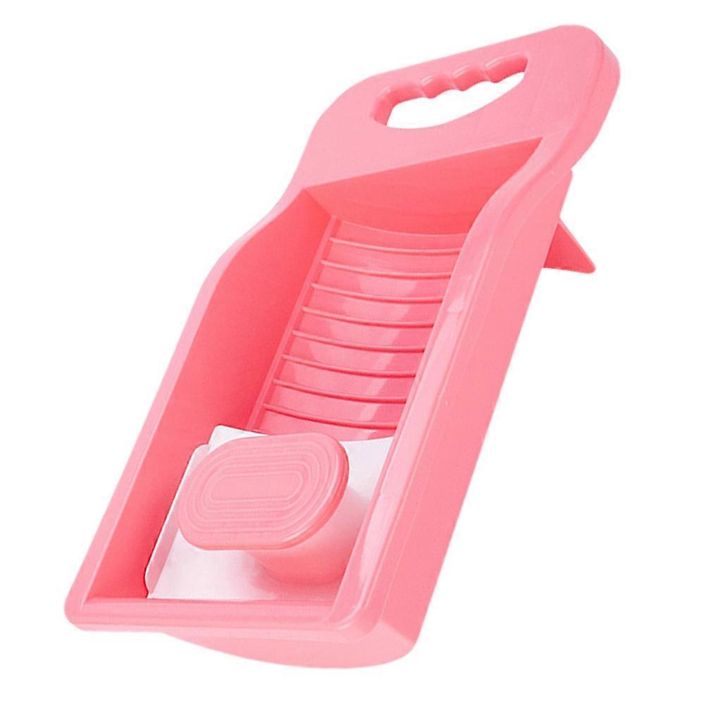 Ergonomic Pink Washboard with Handle, Slip Resistant Design for Hand Washing Bras, Underwear, Socks and Household Items, Space Saving with Hanging