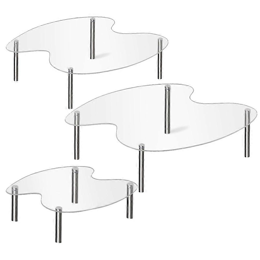 3pcs Transparent Acrylic Doll Display Stands, Stackable Dessert Presentation Racks for Party Food & Collection Storage