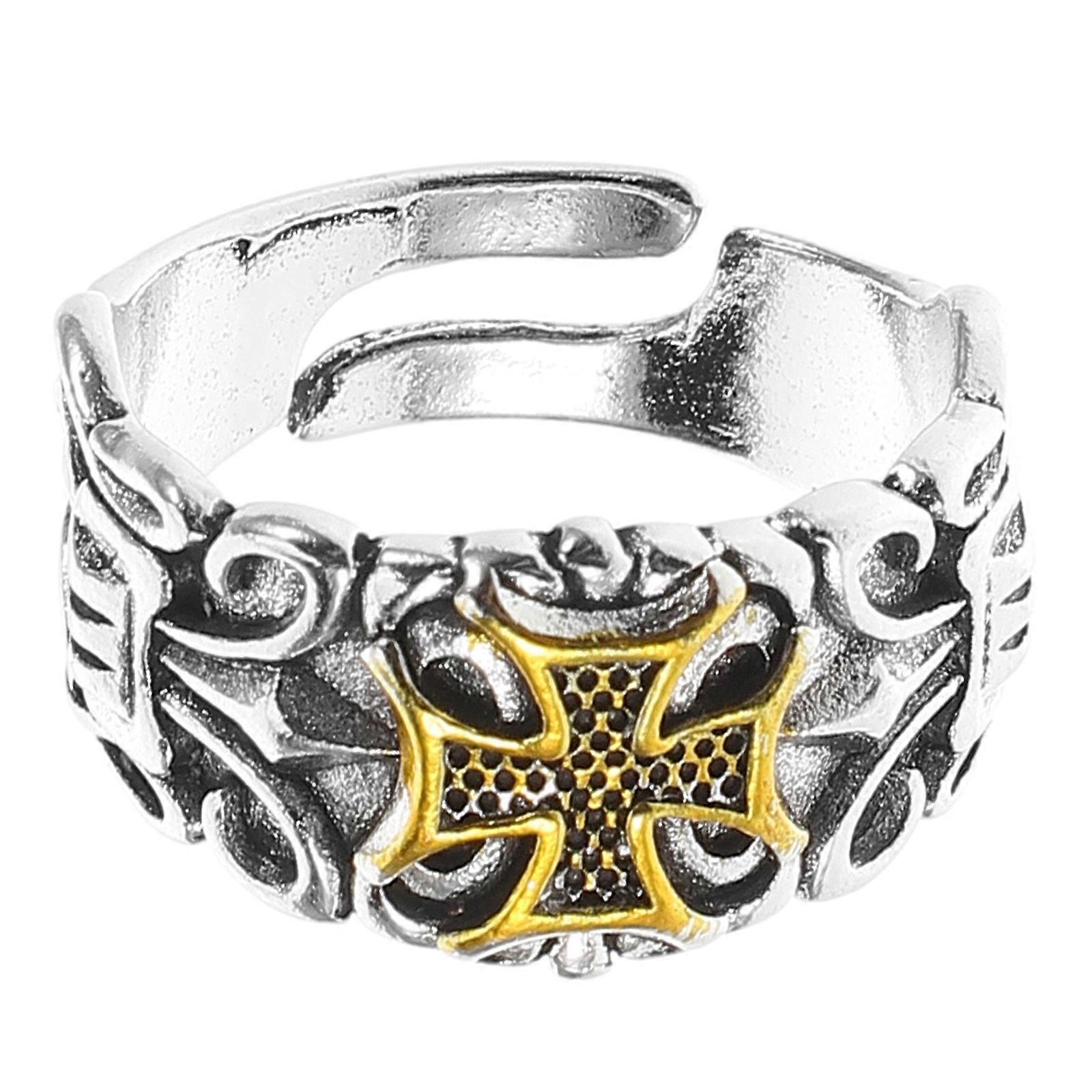 Here's a refined and engaging product description for your **Vintage Adjustable Cross Ring**:
**Vintage Adjustable Cross Ring for Men – with a
