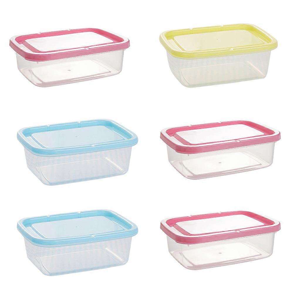 Airtight Container Mini Plastic Crisper Rectangular Food Box With Lid For Meal Prep Kitchen 350ml Reusable 6Pcs