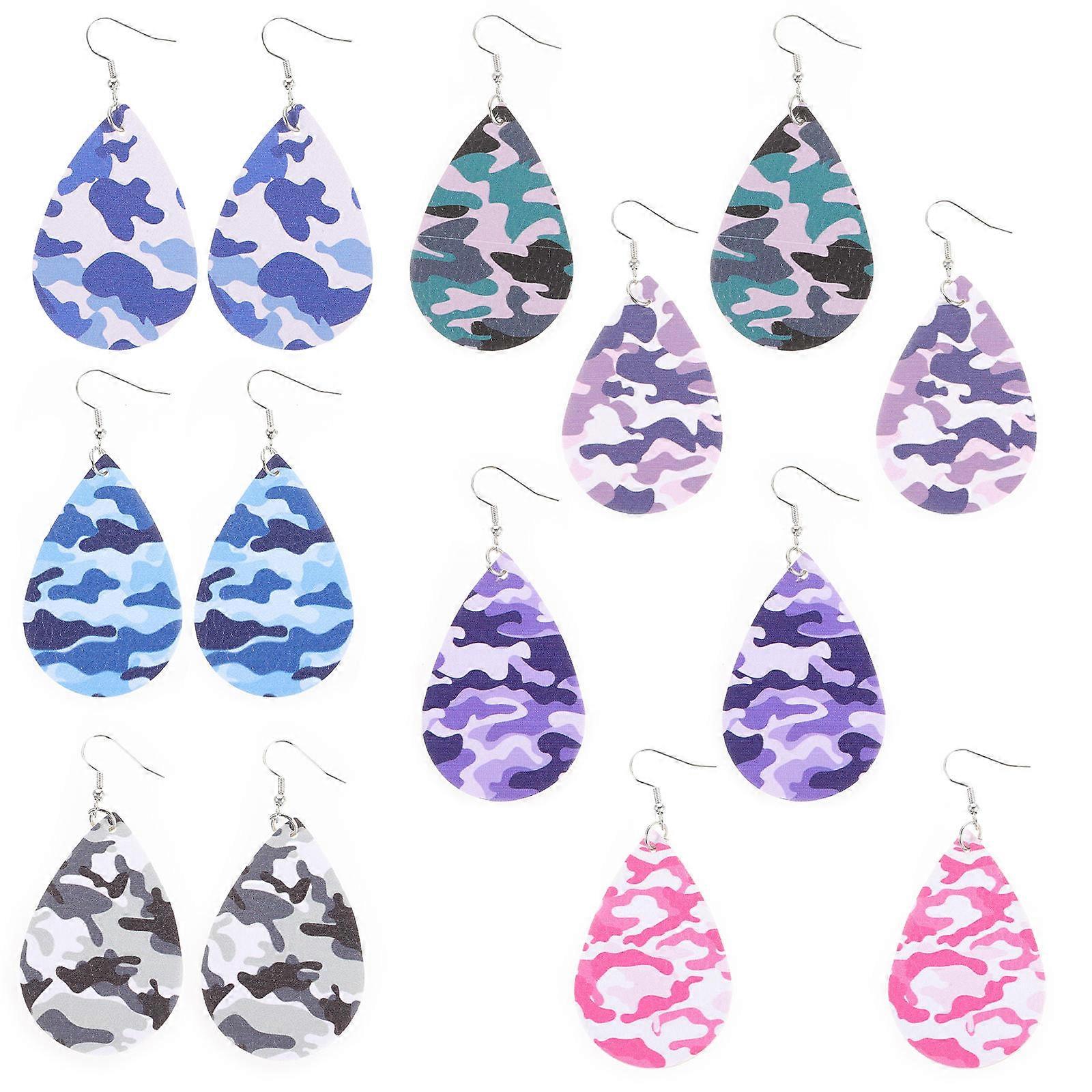 Creative Earbob Pu Assorted Color 7 Pairs 3.1x1.4in