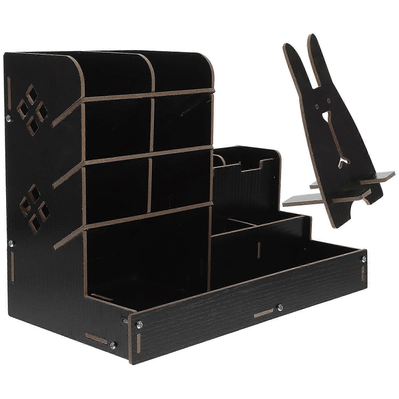 Slim Desktop Organizer Desk Accessory Set Wooden Material Organization 1Pack