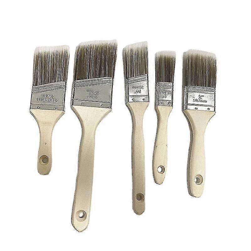 5 Piece Flat Brush Set, Set with Wooden Handle, 5PCS