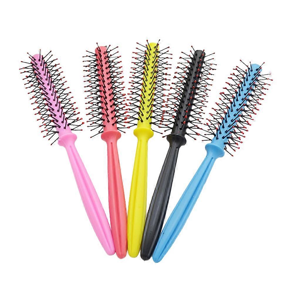 Curling Roll Comb Curly Hair Styling Plastic Handle Round Bristles Brush For Women 20cm 1Pcs