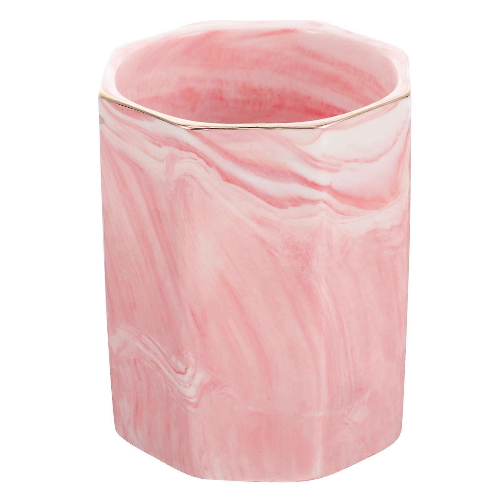 Pen Storage Holder Ceramic Pen Cup Home Organization Pink 1Set