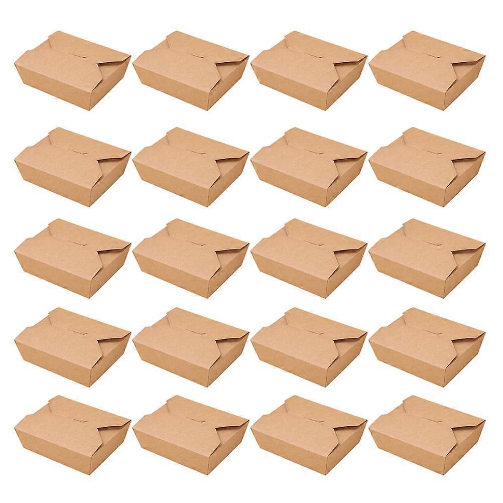 Kraft Paper Containers Takeout Boxes Waterproof Grease-resistant For Home Kitchen Party 20Set