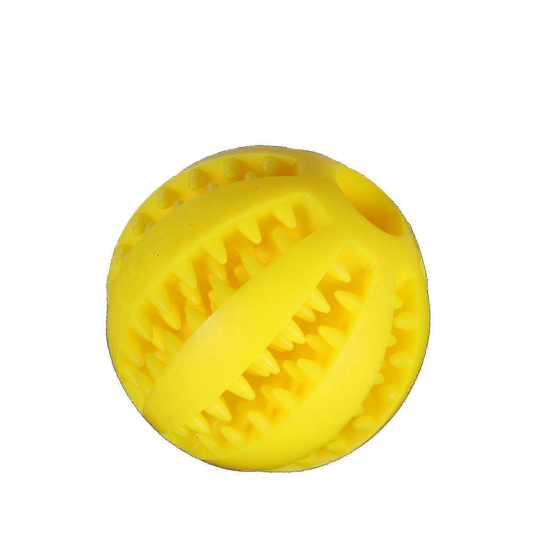 犬用おもちゃボールインタラクティブおもちゃ犬噛み玩具歯クリーニング弾力性小さな大きな犬のおもちゃラバーペットボールイエロー1個
