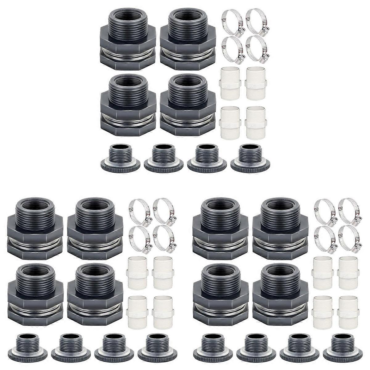 PVC Bulkhead Fitting 3/4 Inch with Plugs,Garden Hose Adapter