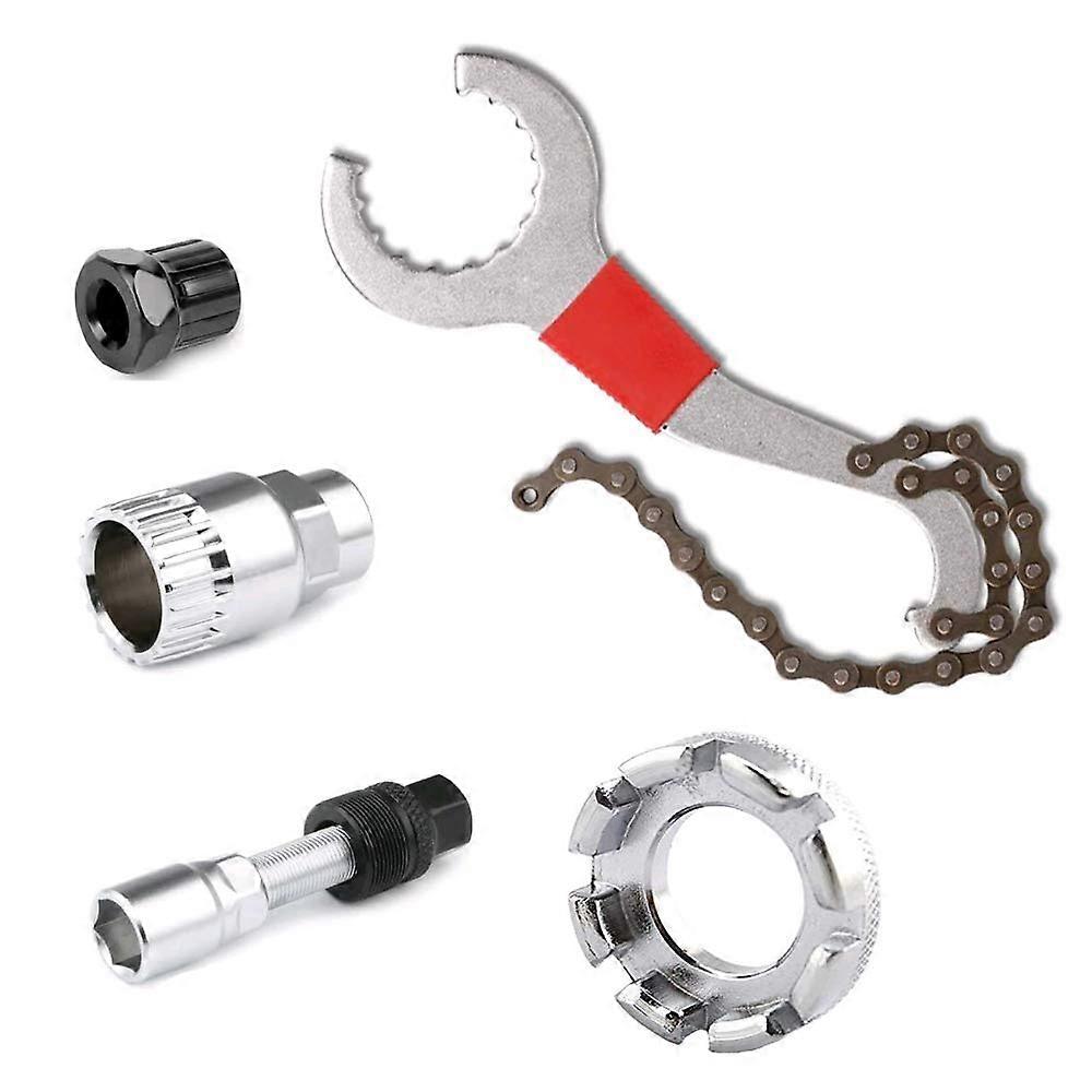 Bicycle Cassette Tool Multifunctional Bottom Bracket Tool Chain Whip Bicycle Repair Tool Set 511 Speed Compatible Crank Chain Axle Disassembly Tool