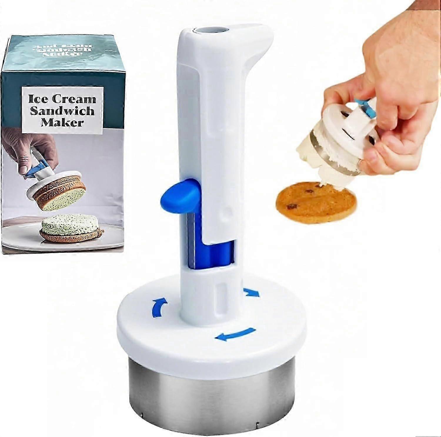 Ice Cream Sandwich Maker Tool, Stainless Steel Ice Cream Cookie Sandwich Maker, Easy One-Handed Sandwich Scoop Mold, For Creative Ice-Cream Burger Mak