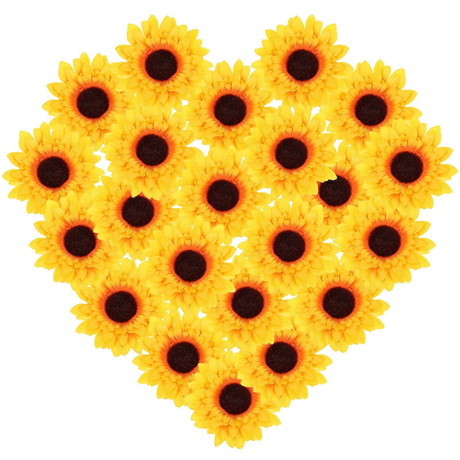 Artificail Flower Heads Decorative Sunflower Decoration .5in Lifelike Enthusiasts 20Set