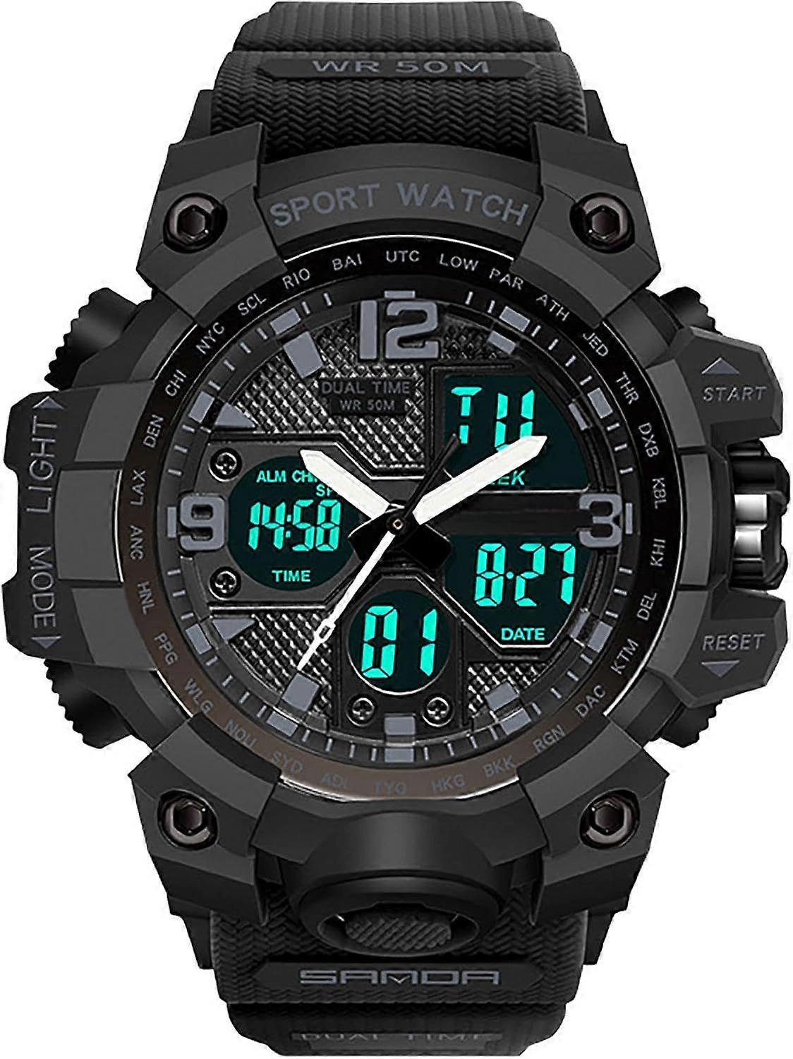 Digital Watch Womens, Black Reloj para Mujer Waterproof Sports Running Watches for Women with 24 Hour Dual Time Stopwatch