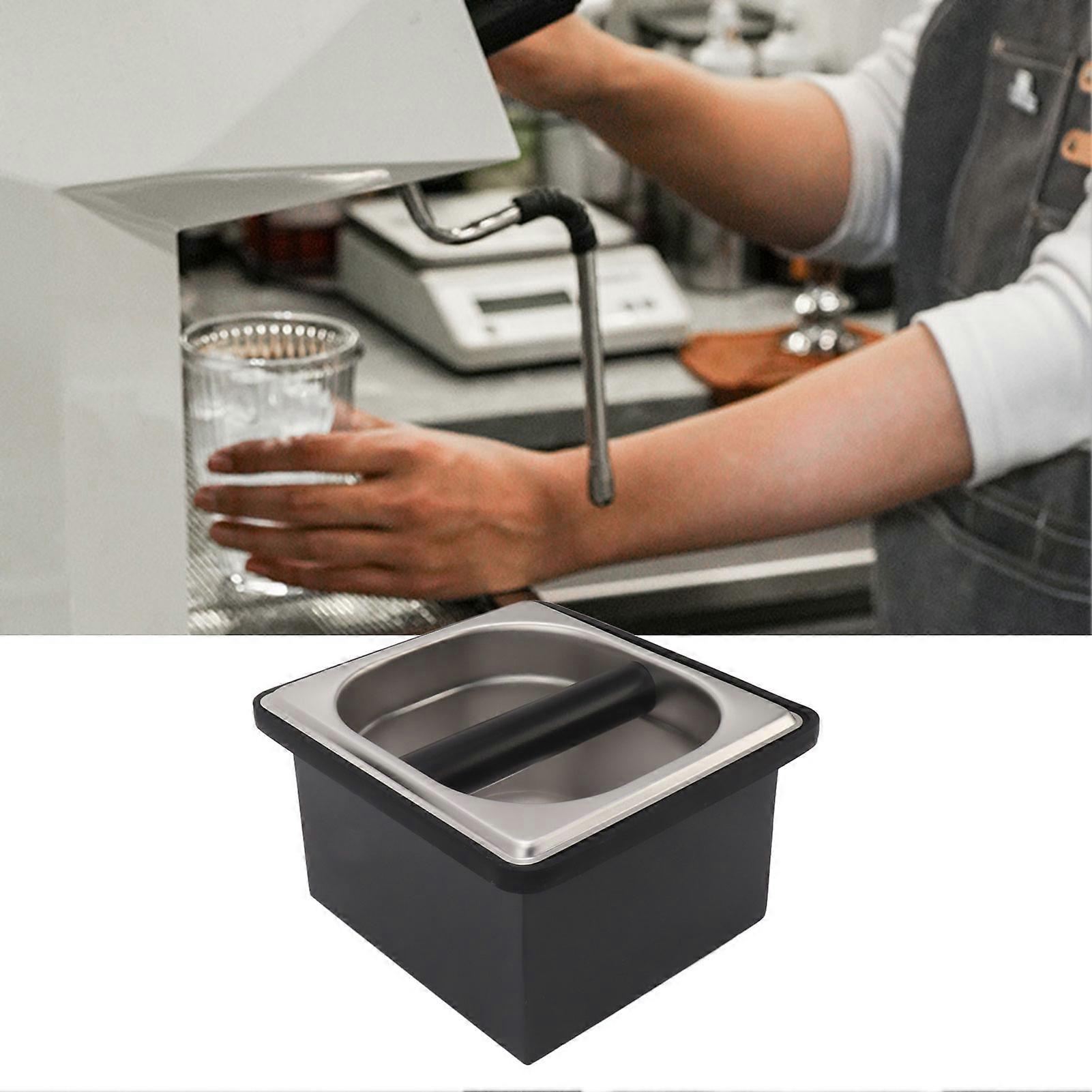 Coffee Knock Box Rubber Coffee Box with Removable Stainless Steel Ground Container for Cafe Bar S 