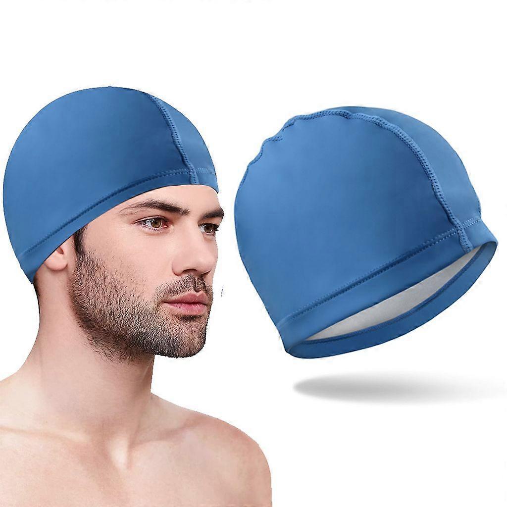 Swim cap made of nylon elastic fabric, suitable for children and adults, blue