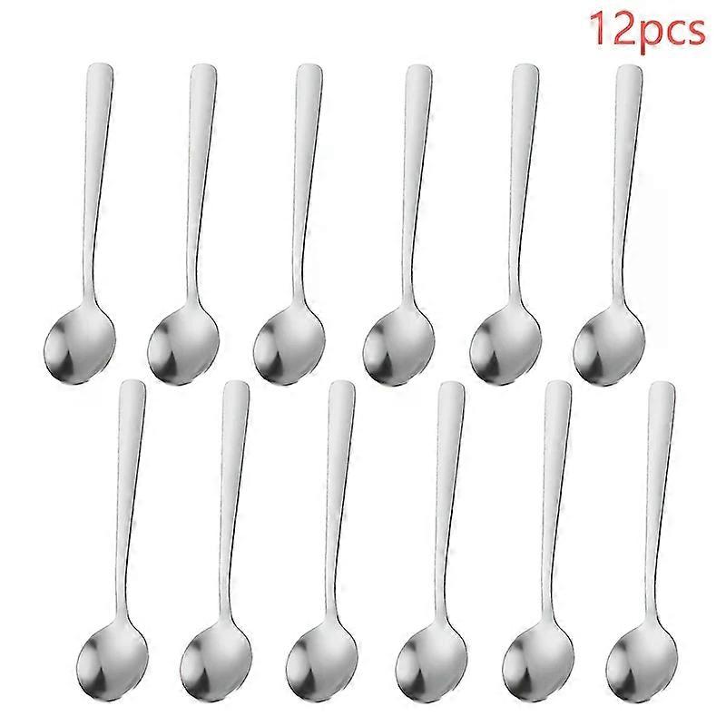 12 قطعة ، مجموعة ملاعق توابل صغيرة من الفولاذ المقاوم للصدأ SUS304 ، ملعقة قهوة مستديرة بمقبض قصير للتوابل ، ملعقة ملح المطبخ ، حساء ، سكر ، 3.54 بوصة