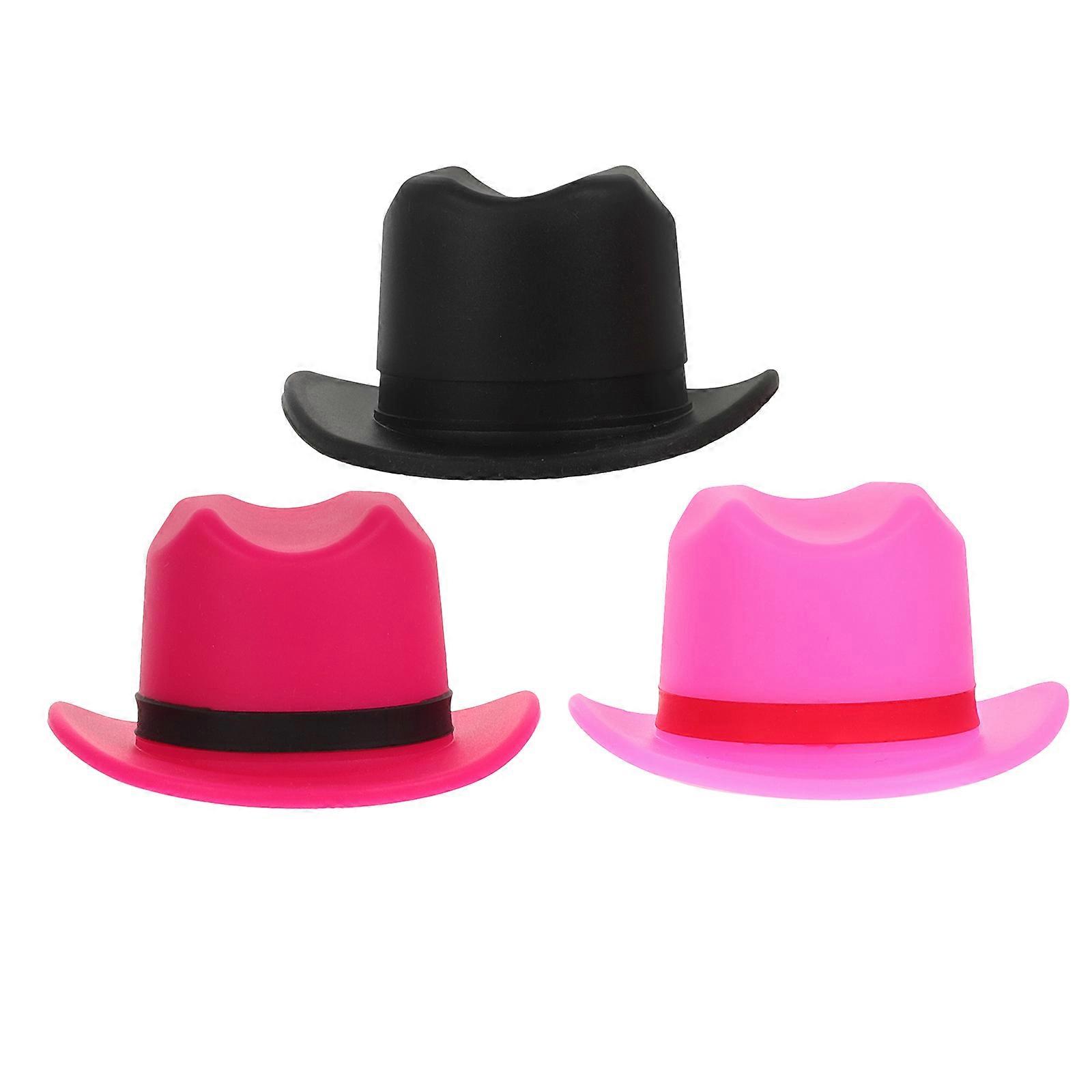 3PCS Cowboy Hat Silicone Stoppers Reusable Fun Sealing Decor for , Beer, and Beverages