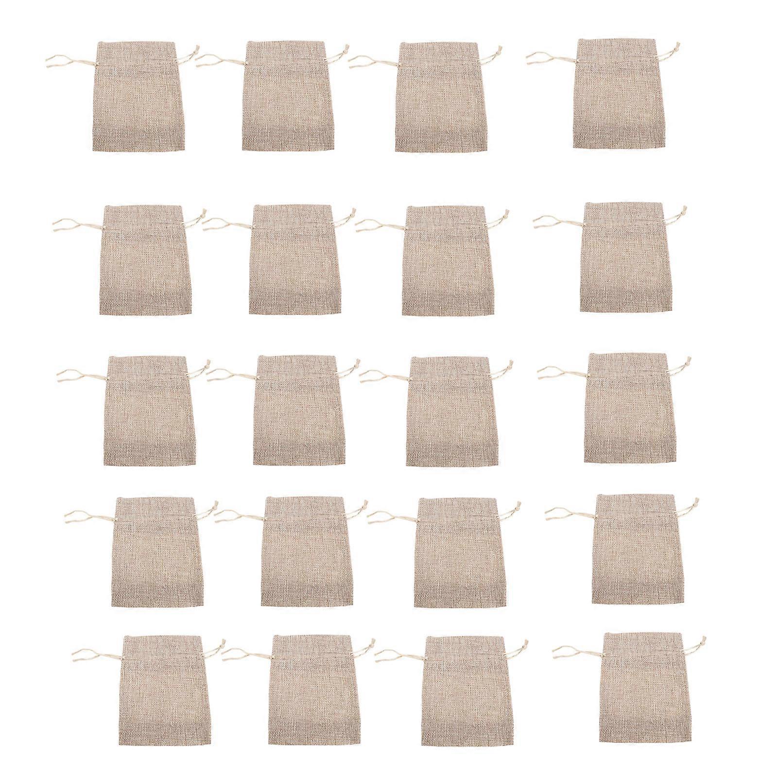 20pcs Burlap Gift Bags with Drawstring & Single Side Window
