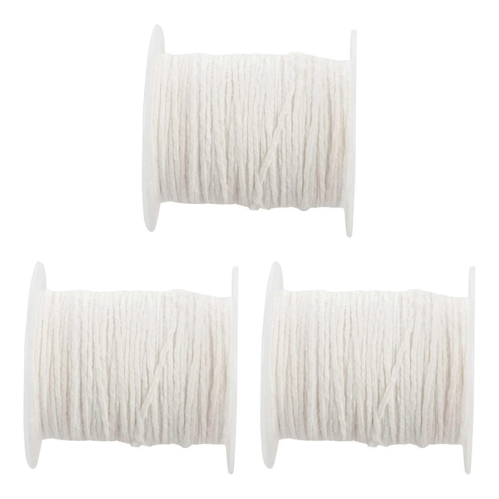 3 x Candle Wick, Flat Wick, Round Wick, Lamp Wick, Spool 61 m, for Making Candles